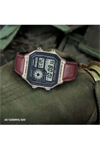 Casio Casio Men's Classic Quartz Digital Watch with Multicolor Dial Water Resistant AE-1200WHL-5A