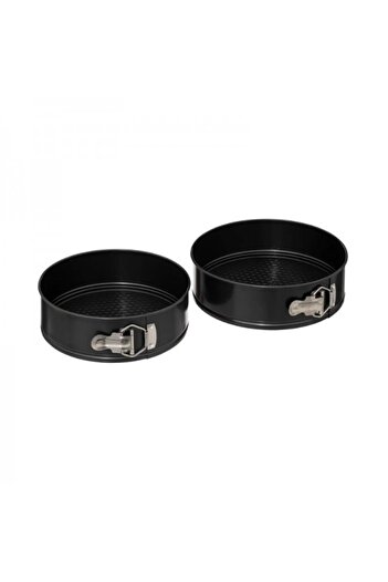 FİVE Set of 2 round removable carbon steel cake or pie molds, 22-24 cm