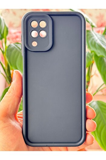 Fibaks Samsung Galaxy A12 / M12 Case with Camera Protection Soft Textured Shock Absorbing Black Silicone Cover