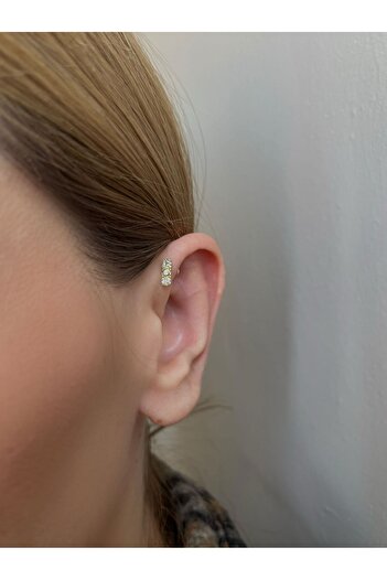 Bijou Luz Çizgi Zirkon Taşlı Tragus Piercing
