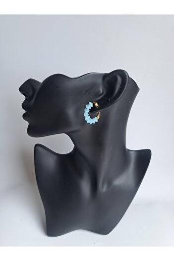 BHR AKSESUAR Turquoise Jewelled Hoop Earrings