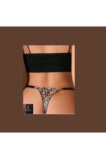 LİRONA LEOPARD FANCY TANGA - Chiloți fantezie Leopard Print Chiloți fantezie Lenjerie de corp