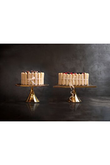 Rabo Craft 2 Piece Luxury Rectangular and Round Footed Cake and Pastry Presentation Stand Dowry Holder