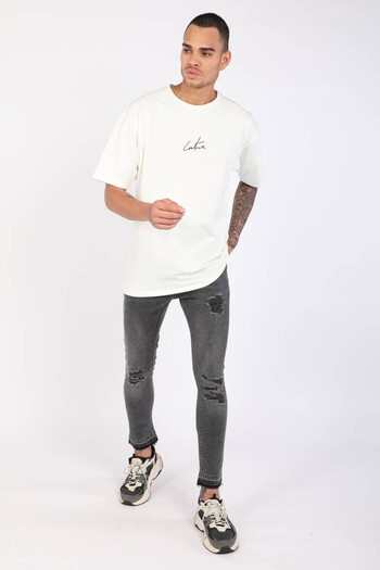 Bluewhite Men's Anthracite Cut-Cut Jean Trousers
