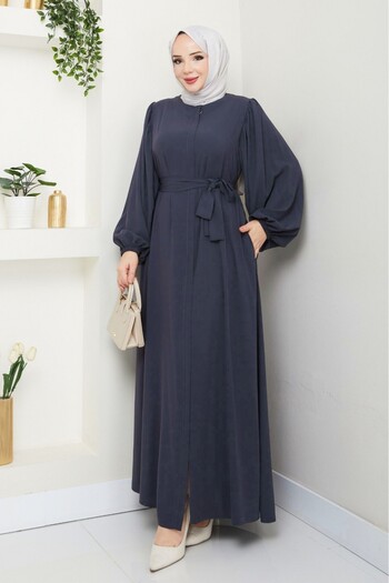 Modamorfo Elastic Sleeves, Tie Waist, Zippered Ferace - Anthracite