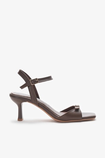 Louis Cardy Osso Brown Genuine Leather Women's Heeled Shoes