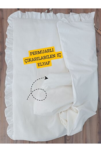 Tomuycuk Pique Baby Blanket - 100% Cotton, Removable Inner Fiber, Newborn Hospital Exit