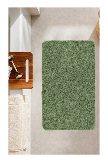 EUROBANO 60x100 cm Çağla Green Μονοκόμματο Αντιολισθητικό Πατάκι / Μαλακό Shaggy
