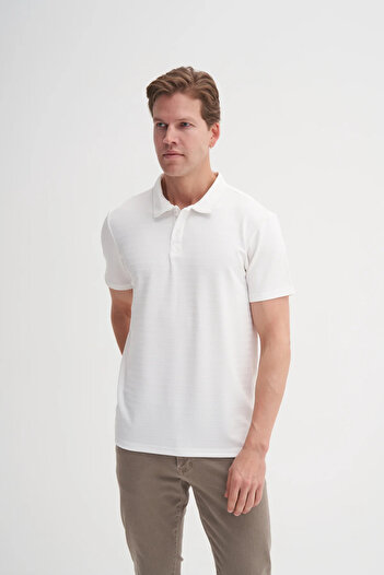 Cazador Πλεκτό ζακάρ μπλουζάκι Polo Neck Regular Fit