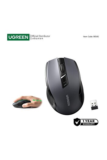 Ugreen | ماوس لاسلكي مريح | رمادي غامق