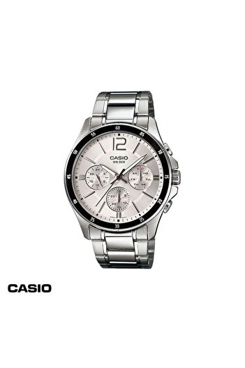 Casio Men's Mtp-1374d-7avdf 43mm Digital Quartz Stainless Steel Strap Watch - Silver