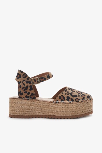 Louis Cardy Lobo Leopard Patterned Genuine Leather Women's Espadrille Sandals