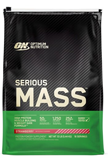 Optimum Nutrition Serious Mass, Weight Gainer Protein Powder, Creatine, Strawberry, 12 Pound