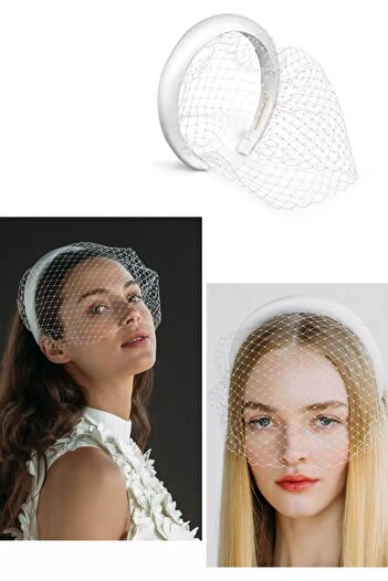 TAKIŞTIR White Color Tulle Detailed Hair Accessory / Wedding Wedding Bridal Crown