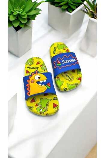 gigigiyim Dinosaur Patterned Boy's Slippers Blue
