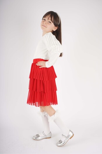 MİNİKO KİDS 23 April 29 October Concept Sleeve Tulle Cuff Detail Layered Tutu Skirt Suit