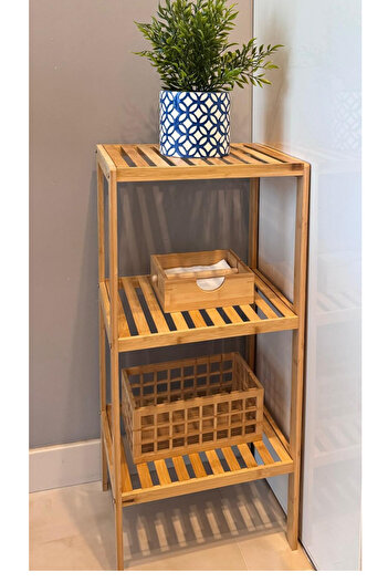 Janset Bambu Raf Ünitesi,mutfak Rafı,banyo Rafı,çok Amaçlı Raf Ünitesi 33-36-80 Cm