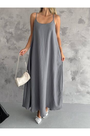 02Lady Fashion Women's Cotton Adjustable Strap Aerobin Casual Dress