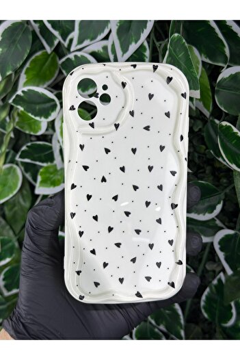 Store IPHONE 12 UYUMLU MİNİ KALP BASKILI DESENLİ SİLİKON KILIF