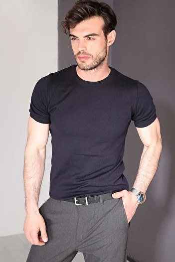 Delpino Round Neck Knitwear Men's Cotton T-Shirt