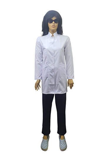 AFİ TEKSTİL White Coat Doctor Pharmacist Teacher Student Sitting in the Waist of the Model with Mug