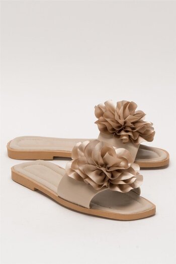 Liger Beige with Rose Flowers - Women's Slippers, Gift Bundle and Dowry Box