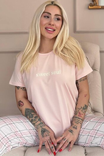 Pijamaevi Powder Sweet Soul Plaid Print Short-Sleeve Women's Pajamas Set