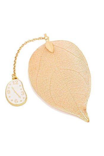 Generic Metal Leaf Bookmark With Clock