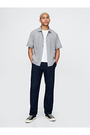 GAP Erkek Lacivert Keten Karışımlı Khaki Pantolon