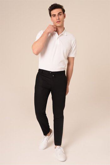 AGUSTİNİ Black Slim Fit Men's Jogger Pants - Agustini