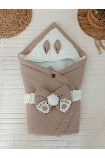 Tomuycuk 4 Layers Muslin Skahve Baby Swaddle Unisex Outer Swaddle Blanket Hospital Exit Gift