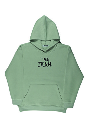 By Caspita Fashion Lenithra The Iran Сırt Басклі Унісекс Oversize Сірий Худі