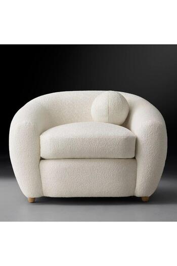 soufa dibaj Chair|Swedish Wood and Bouclee 80x80x75 cm- Beige