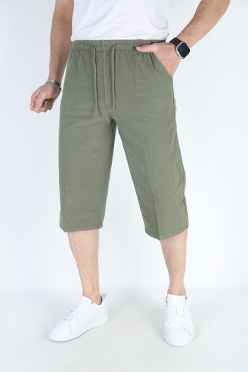 JAGER FABEL Khaki Men's Hambez Elastic Comfortable Fit Cotton Capri