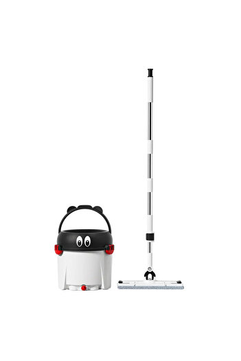 Cepillo Magician Spin Mop 2-in-1 Flat & Round Mop Head with Wheels& Handle 360 Rolling Mop and Bucket