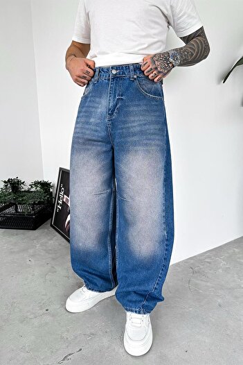 HAFKAGİYİM Σκούρο μπλε Patch Λεπτομέρεια Extra Loose φαρδύ παντελόνι