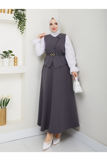 butik hira Asymmetrical Vest Skirt Suit