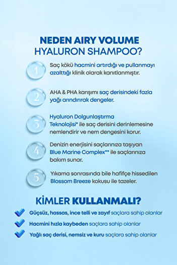 Kundal Arındıran, Nemlendiren, Hacim Veren Şampuan KUNDAL Airy Volume Hyaluron Shampoo 500ml Blossom Breeze