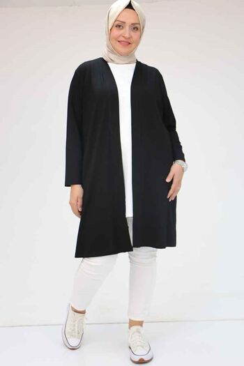 eslamood 43008 Black Plus Size Combed Cotton Jacket