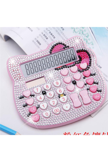 Choice B Sanrio Hello Kitty Solar Energy Calculator Diamond Student Bow Tie Heart Button Accounting Creati.