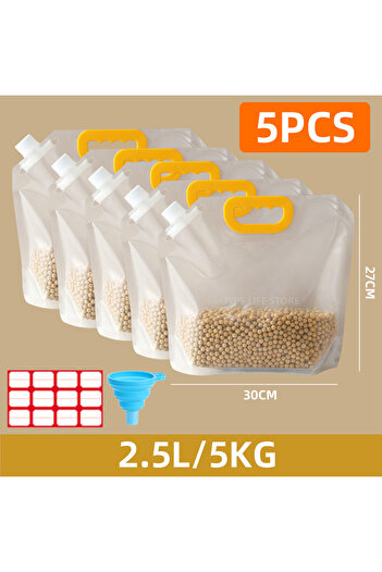Choice 5PCS 2.5L 5Pcs Grains Sealed Bag Cereal Containers Moisture-Proof And Insect-Proof Transparent Food