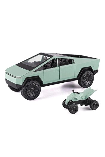 Choice light green 1:24 Cybertruck Model Silver Pickup Truck Diecast Metal Toy Cars with Sound and Light fo