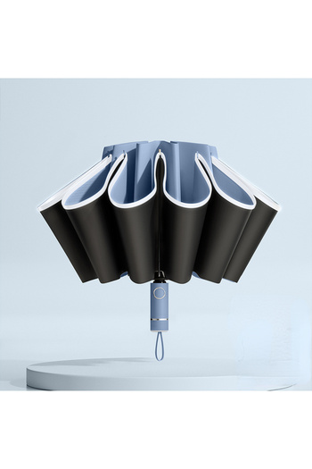 Choice Blue Fully Automatic Reverse Folding Umbrella with Windproof Reflective Stripe UV Umbrellas