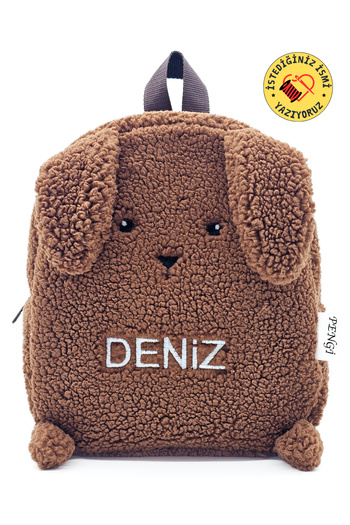 PENGİ Rabbit Brown 0-8 Years Old Children's Backpack - Yaşarma with Embroidered Name of Your Choice