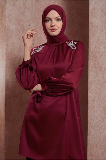 Alvina Satin Tunic - Stone Printed, Model 44586