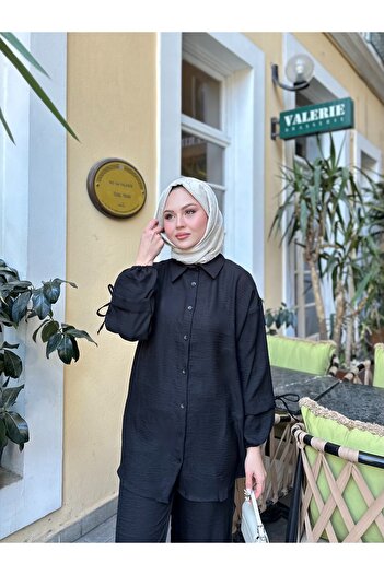 VOLT CLOTHİNG Kadın Kol Tünelli Keten İkili Takım