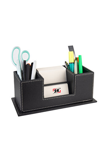 2K Desktop Leather Organizer Pen Holder 4 Compartments Desktop Organizer Rainbow Vegan 10X12X25 Cm.