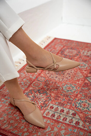 LAMİNTA Scrup Nude Buckle Women's Ballerinas