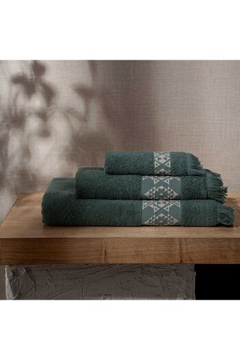 Green Black Green Hereke 3-Piece Towel Set - 100% Cotton Jacquard