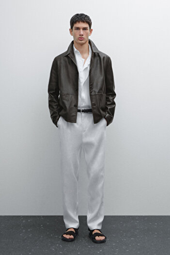 Massimo Dutti %100 keten tapered fit pantolon